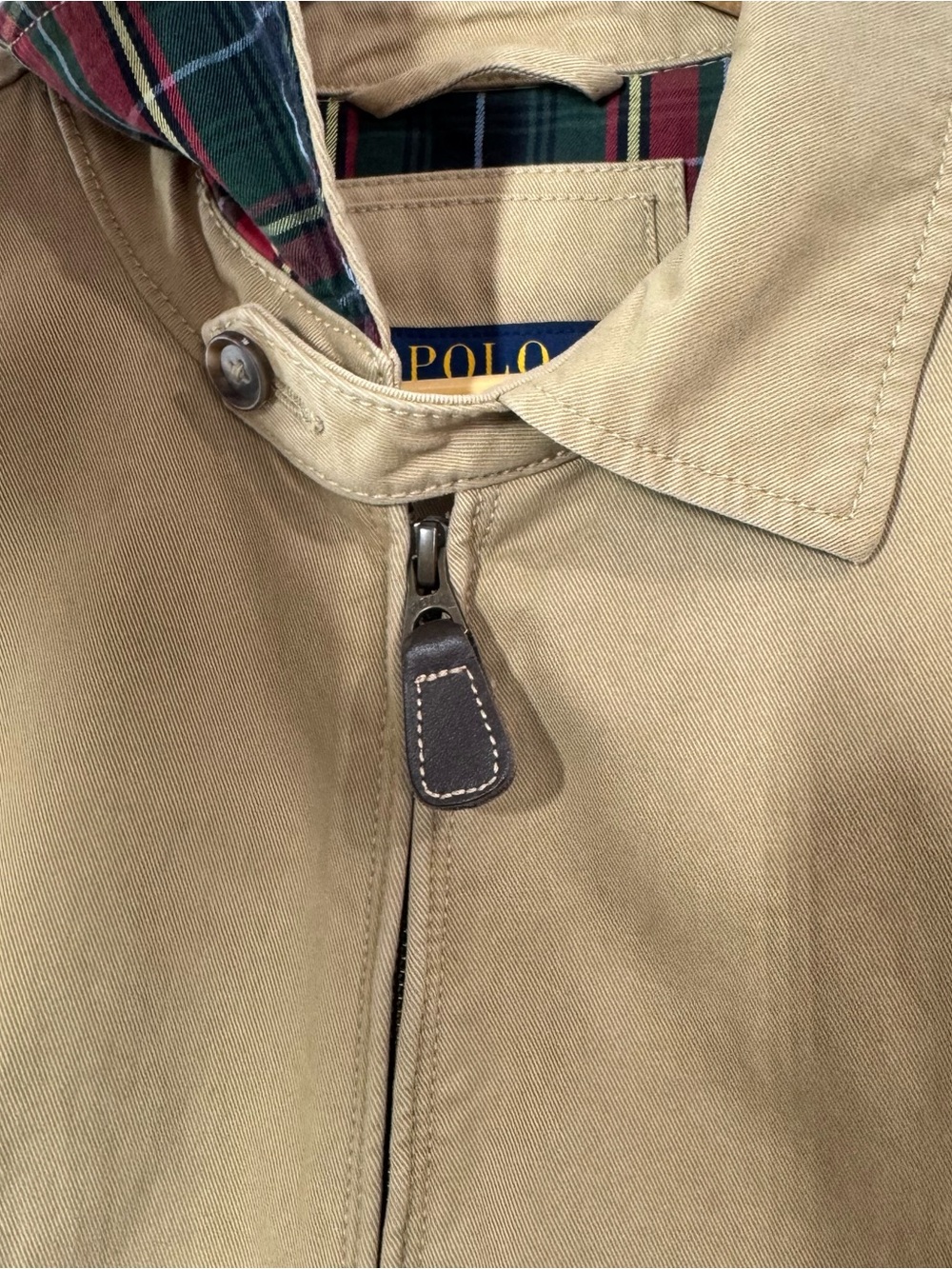 Vintage Polo Ralph Lauren Tan Harrington Jacket Coat Plaid Lined Men's M Golf - Picture 4 of 10